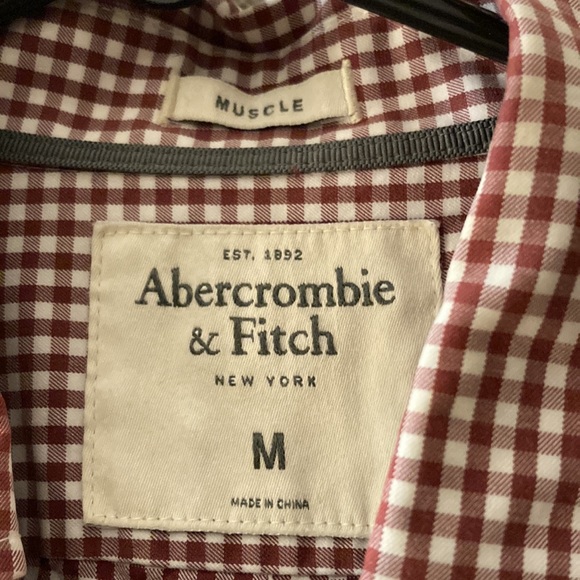 Red and White Checkered Abercrombie and Fitch Dress Shirt - Picture 2 of 3